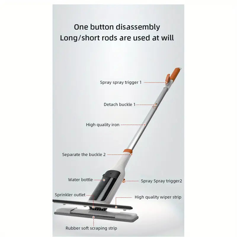 3-in-1 Glass Cleaning Kit with Spray, Wash and Scraper - Great for tall windows, shower doors and car windshields - Durable metal pole, includes silicone scraper