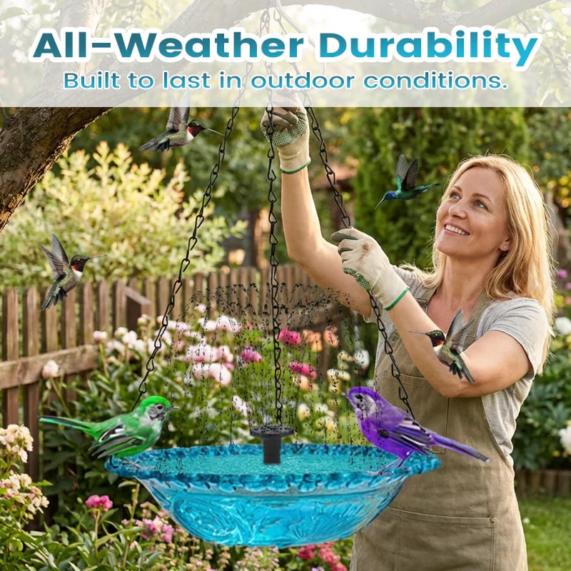 Outdoor Hanging Fountain Bird Bath & Feeder