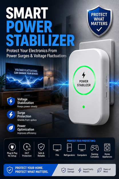 🔥Smart Home Power Stabilizer Protect Your Electronics from Power Surges, Voltage Fluctuations & Unstable Current