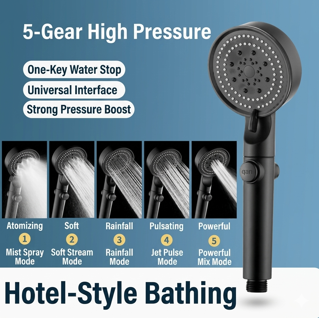 ✨ Father’s Day Special – Limited Time 30% OFF 💥 Large Panel Pressure Boost Shower Head with 5 Spray Modes & 360° Rotation