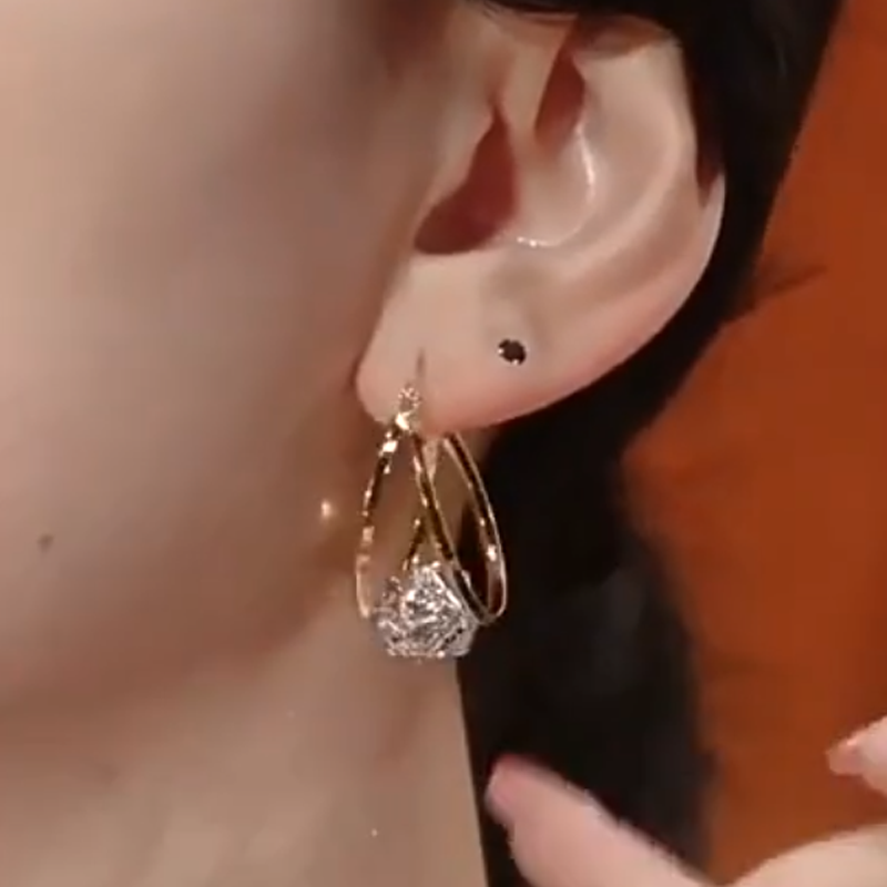 ✨50% OFF NOW! ✨Double-hoop earrings with sparkling zirconia spheres