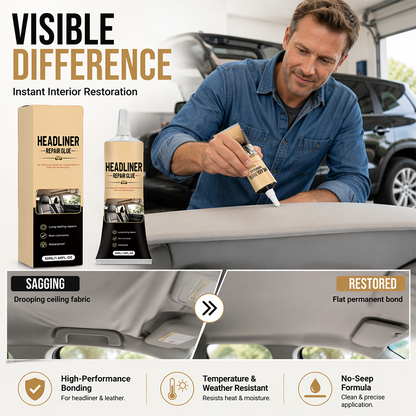 ⏳LAST DAY SALE!!🌟🎉49K+ Sold 🚗 Waterproof Car Headliner Repair Glue, High Strength Adhesive for Sagging Car Ceiling & Interior